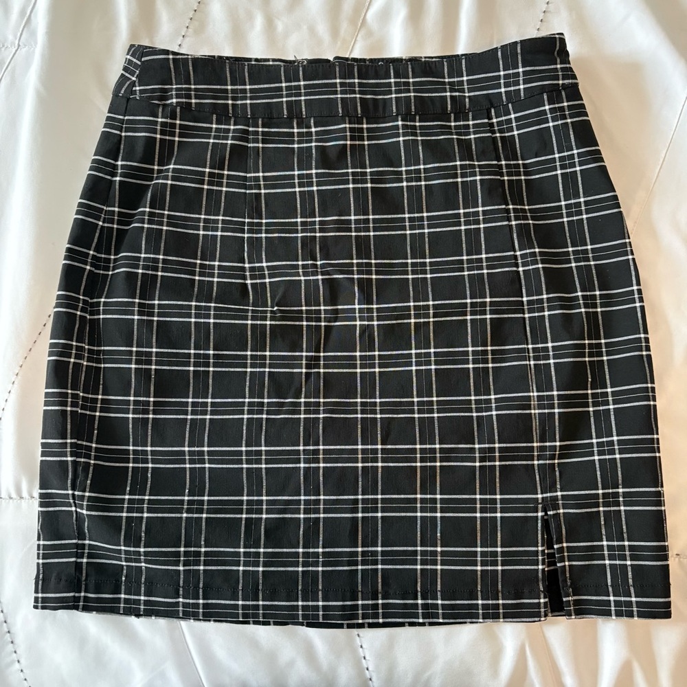 Garage Black and White Plaid Mini Skirt